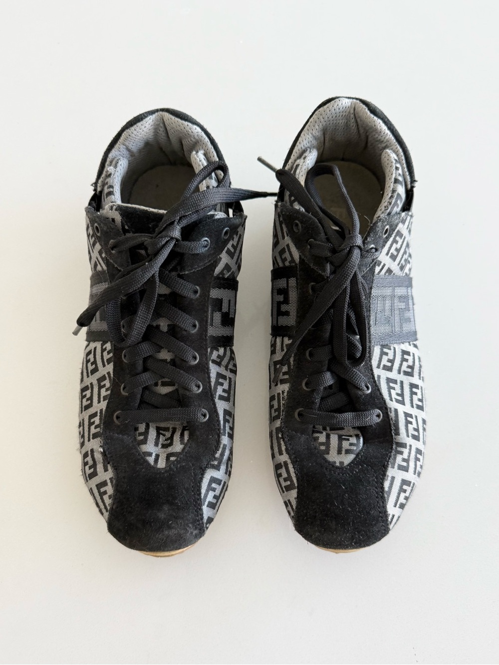 Fendi Zucca Black Logo Sneakers - Size 6